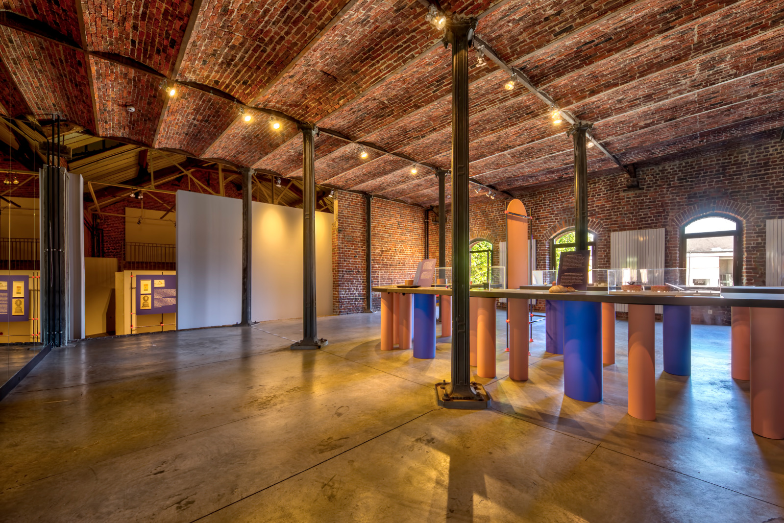 Red brick vaulted interior room of the Innovation and Design Center at Grand-Hornu