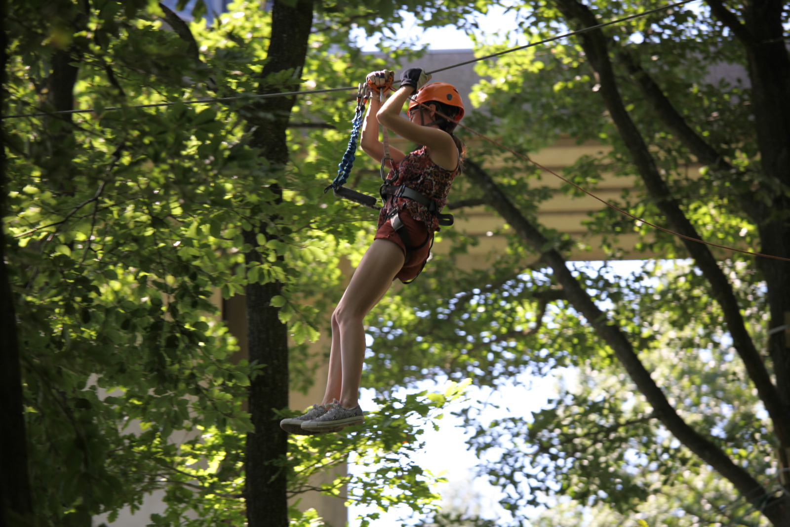 Child starting a treetop adventure course