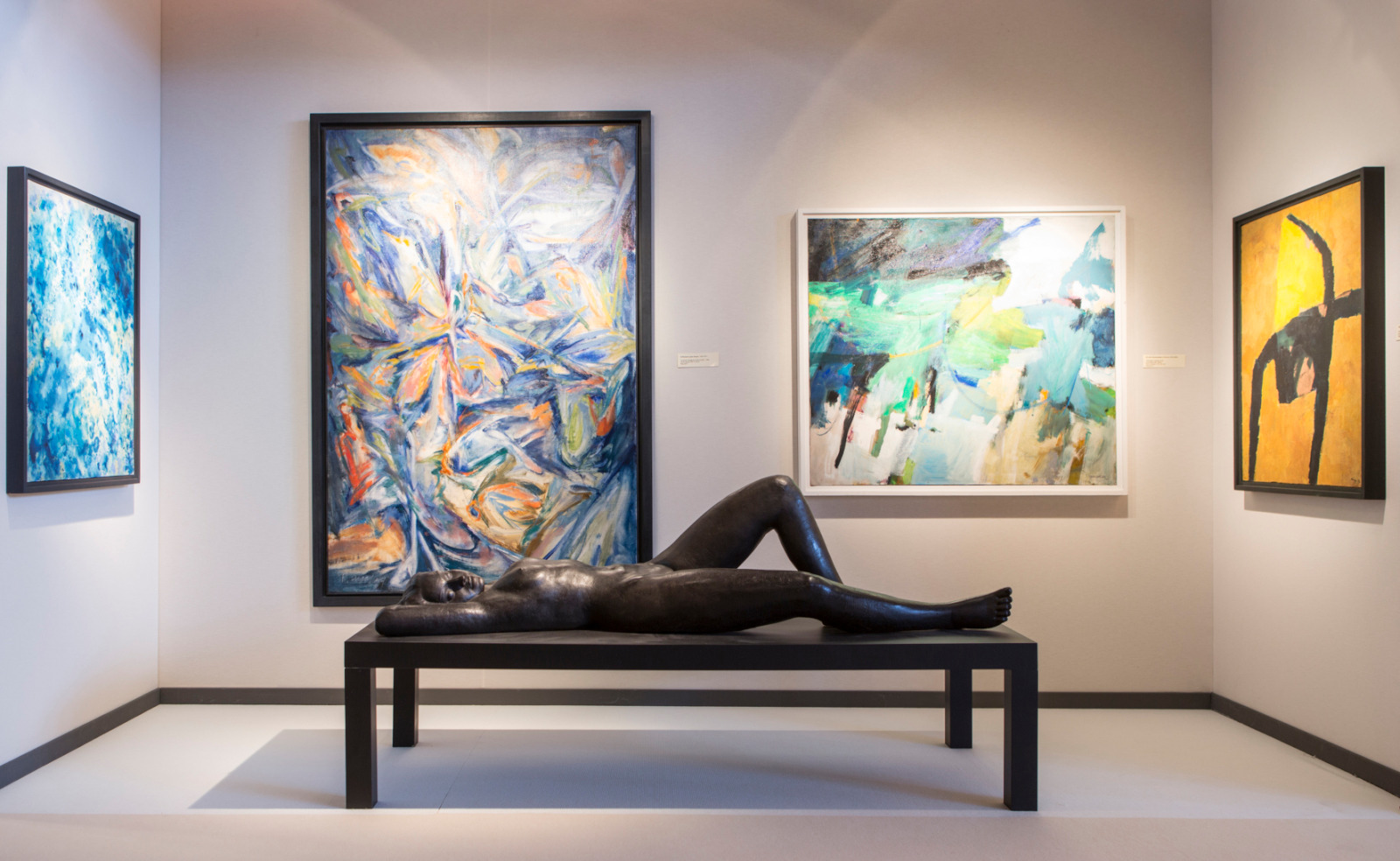 Stall exhibiting paintings and works of art at the Antica Namur Fine Art Fair