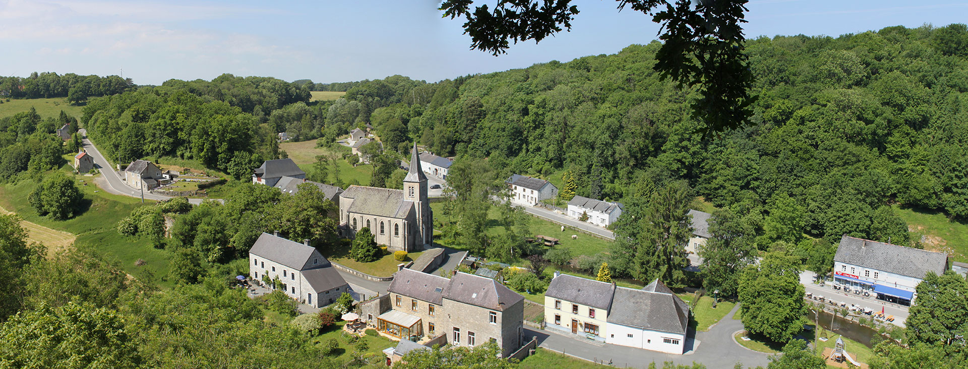 Lompret, one of the Most Beautiful Villages in Wallonia - belltower - nature - blue sky - landscape