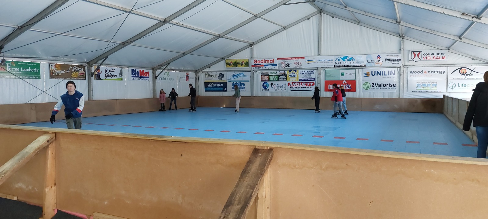 Roller skating track under a tent