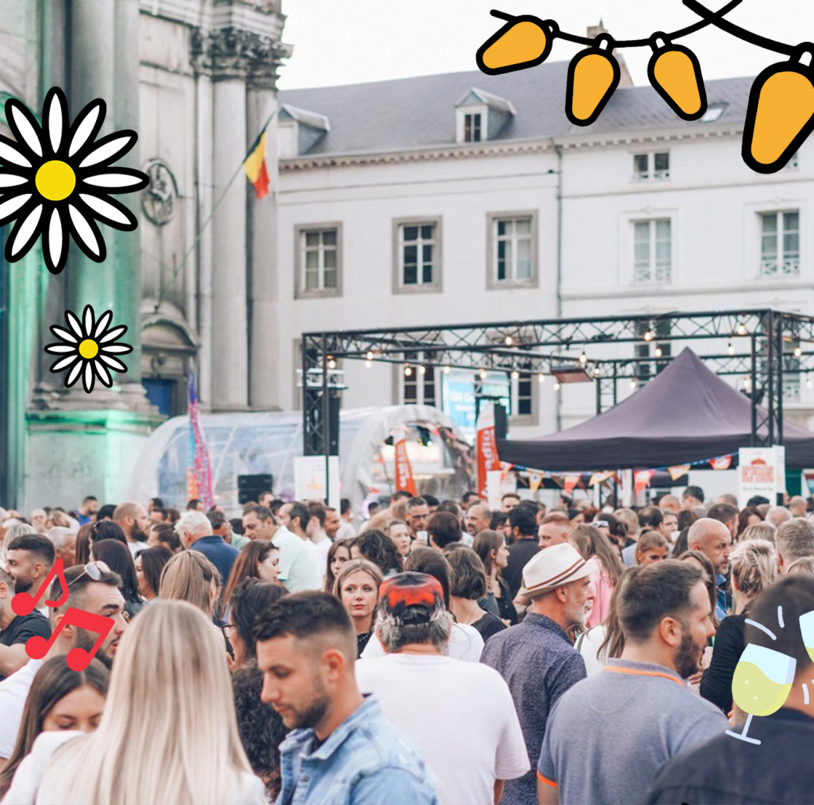 Festival goers gathered on Namur Saint-Aubain square