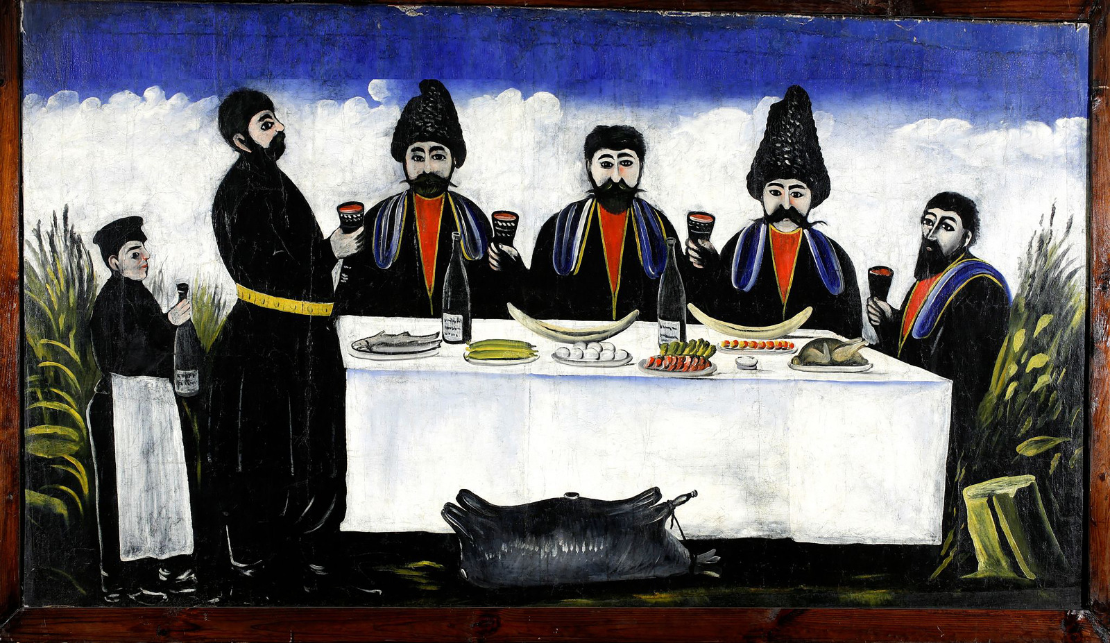 Schilderij van Niko Pirosmani, The feast of four citizens