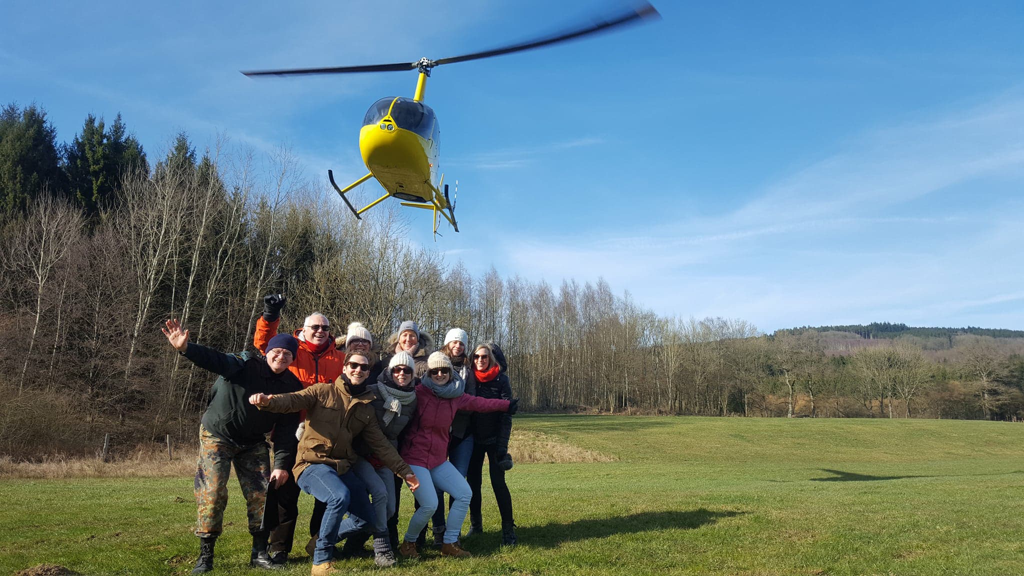 Teambuilding en hélicoptère avec Adrénaline Events en Wallonie