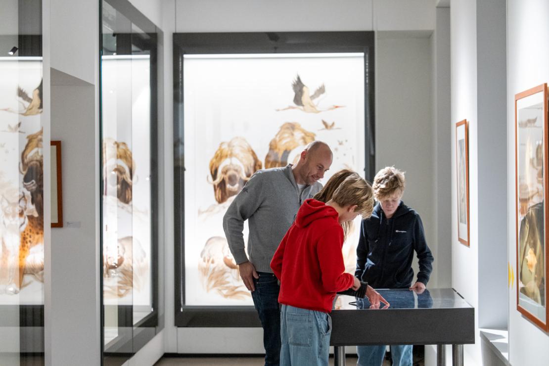 Une famille regarde des œuvres au musée du Grand Curtius à Liège