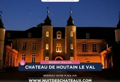 Affiche de l'événement la Nuit des Châteaux montrant la façade du Château de Houtain-le-Val