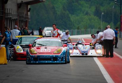 Car on the starting line at the Spa-Francorchamps racetracks