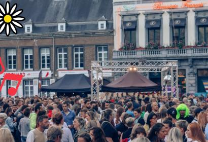Festival goers gathered on the Saint-Aubain square in Namur