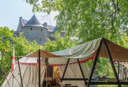 Medieval camps in the gardens of Corroy-le-Château castle