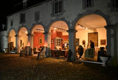 Arcades of the castle farm where antiques are housed
