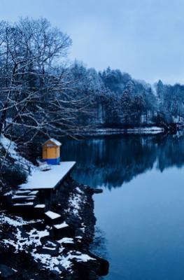 Paysage - hiver - Bleu - glacial - glacé - lac - Robertville